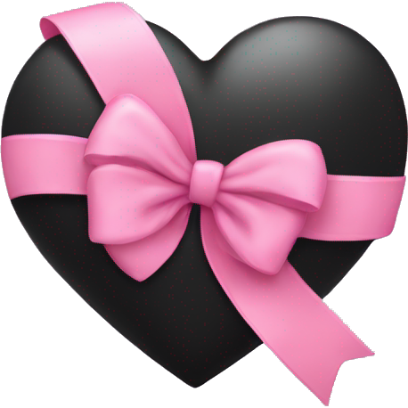 Black heart with pink bow