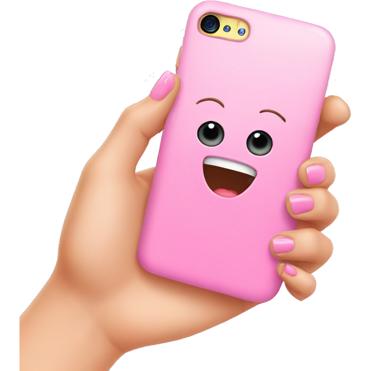 Pink nails holding phone