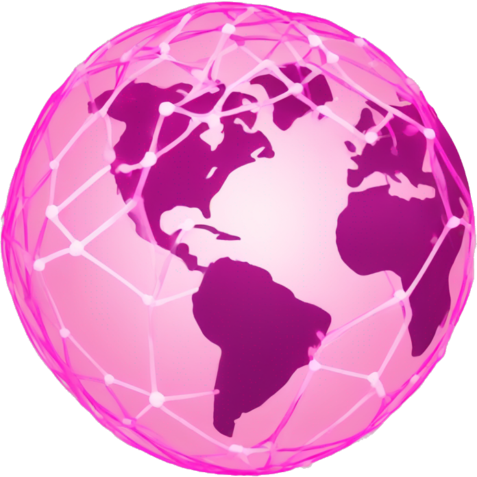 Pink and light pink connected network globe