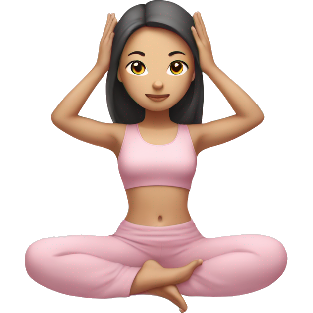 Asian yoga girl light pink clothes