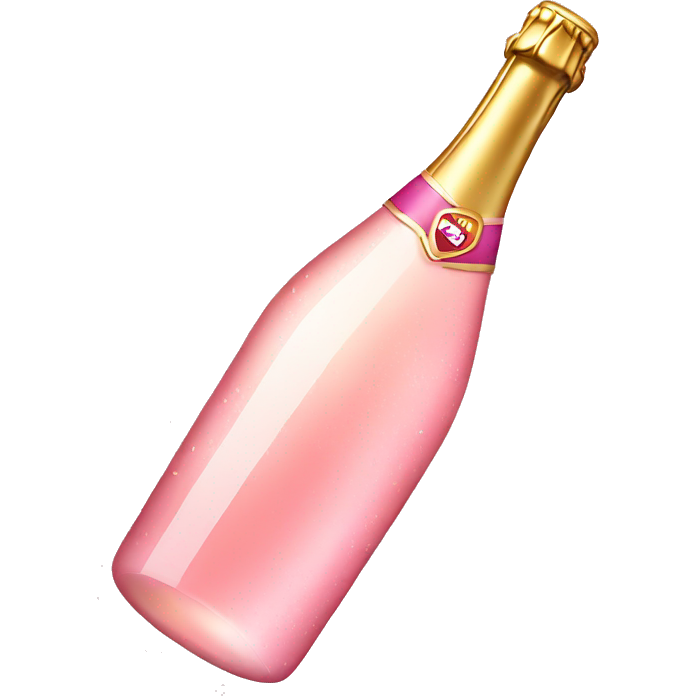 Tilted pink champagne bottle