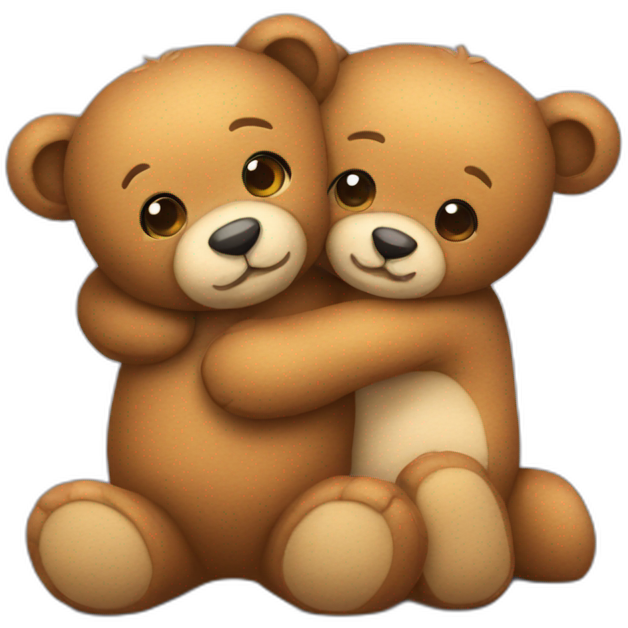 Teddy hugging another teddy