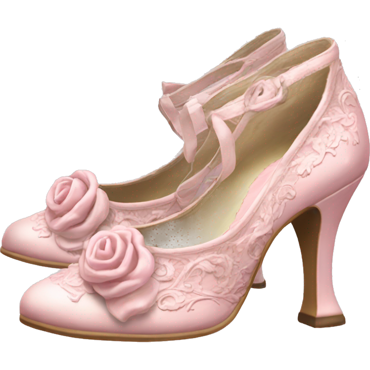 Vintage rococo light pink heel shoes