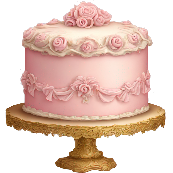 Vintage, highly detailed, rococo, Victorian, Birthday cake, light pink,