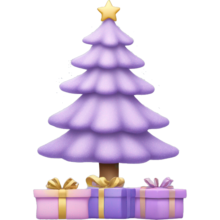 Cute pastel purple christmas tree with pastel purple presents under