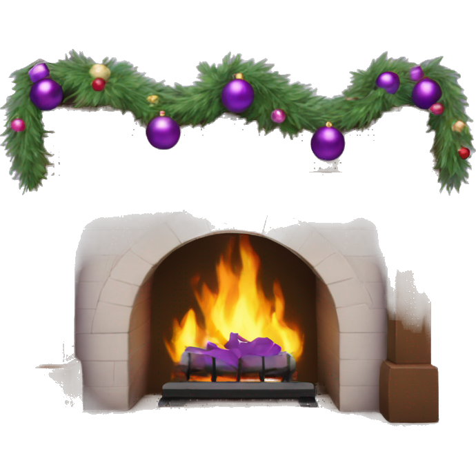 Purple Christmas garland on a fireplace