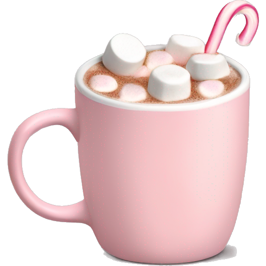 Light Pink mug of hot chocolate with marshmallows
