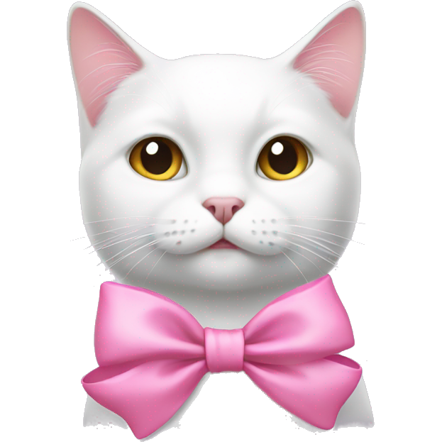 White cat with pink bow