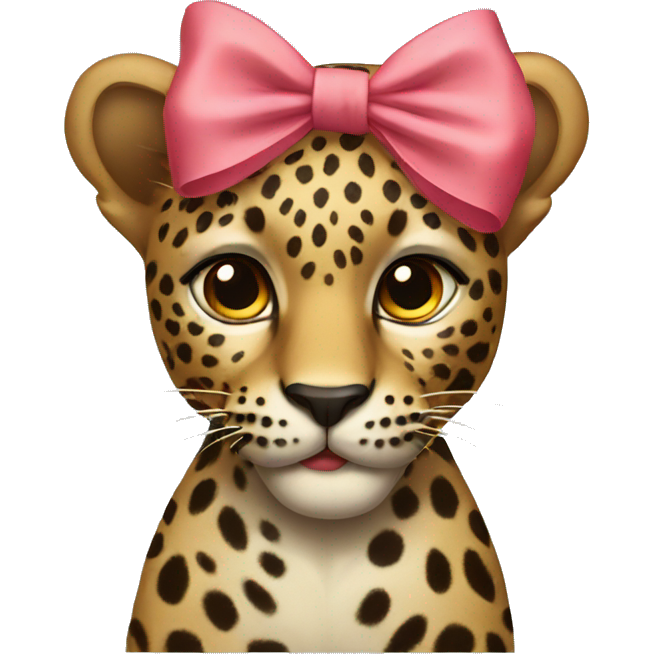 Leopard with a bow on its head