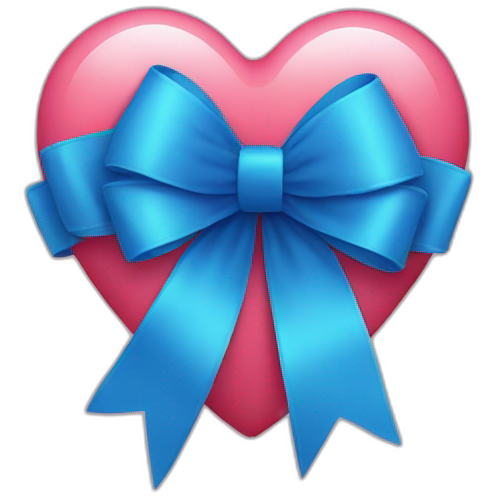 Heart with blue ribbon bow