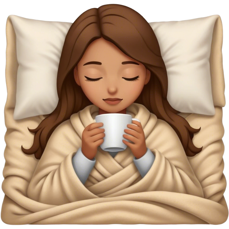 Girl inside a blanket sipping coffee eyes closed