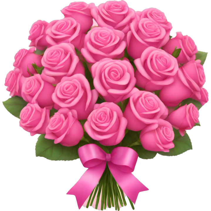 Huge bouquet of pink roses with a ribbon