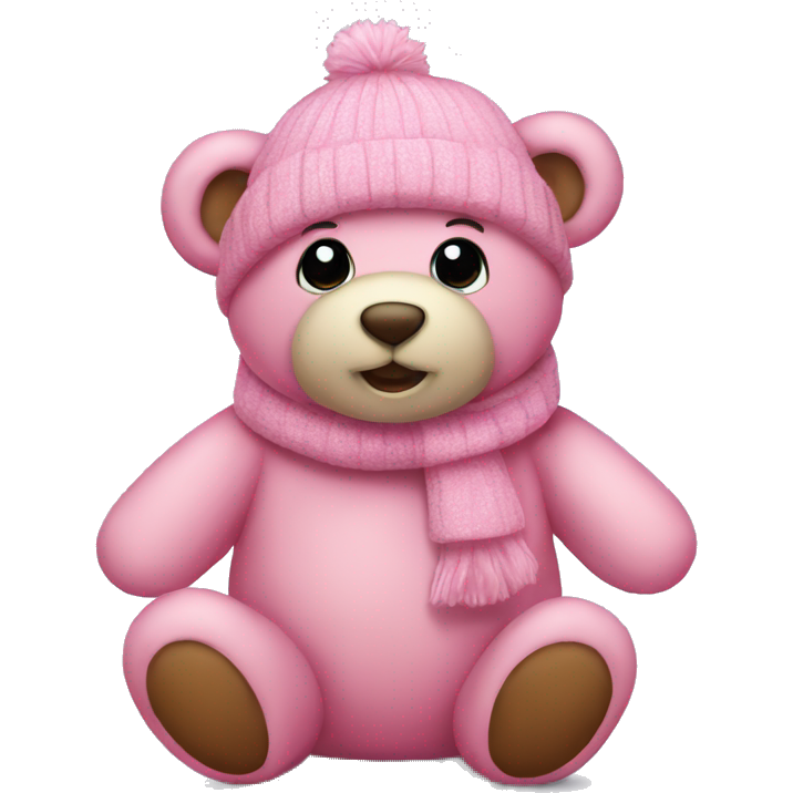 Pink Teddy Bear Winter