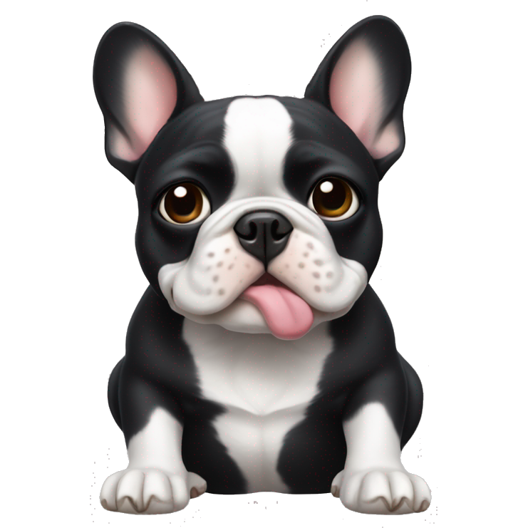 French bulldog, black fur, a little white spot om tur middle of the chest, blow a kiss