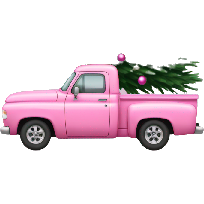 Pink pickup with Christmas tree