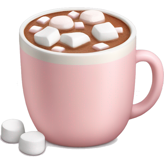 Light Pink mug of hot chocolate with marshmallows