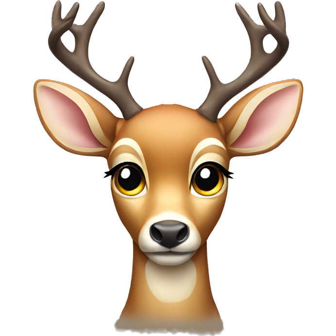 A deer with big eyes and a bow on it’s ear