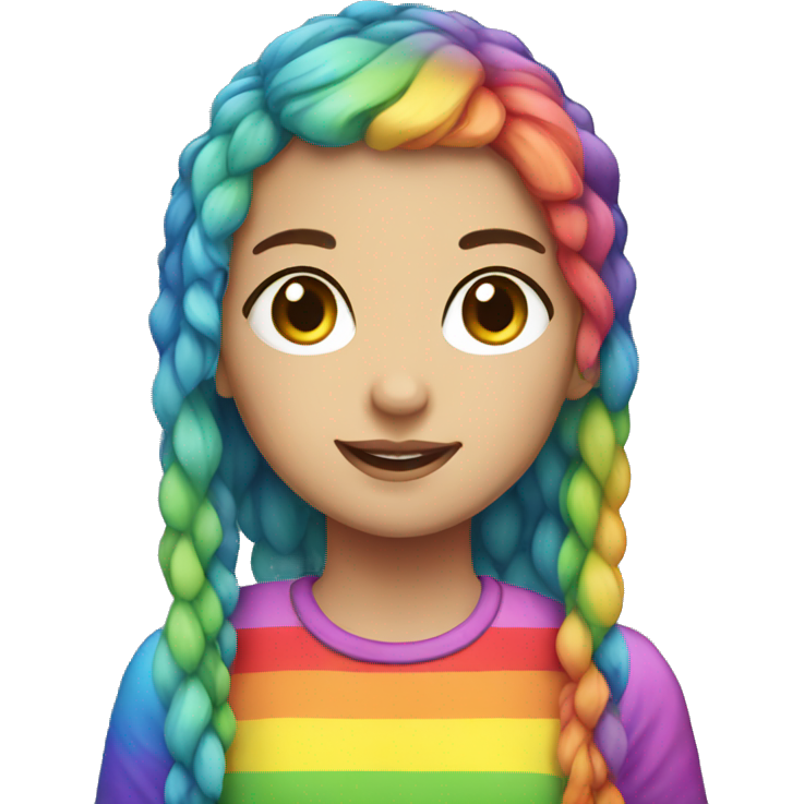 Pixel Rainbow haired girl with rainbow shirt