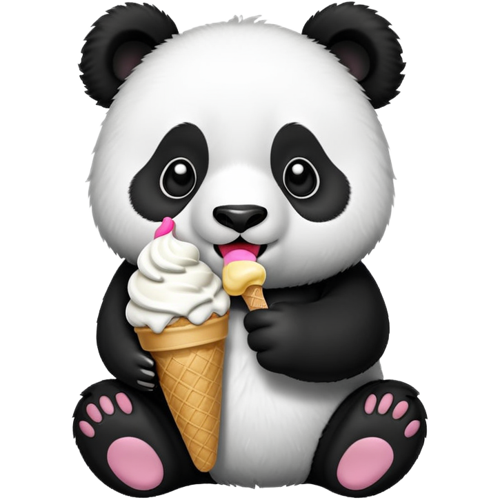 Panda eating ice cream