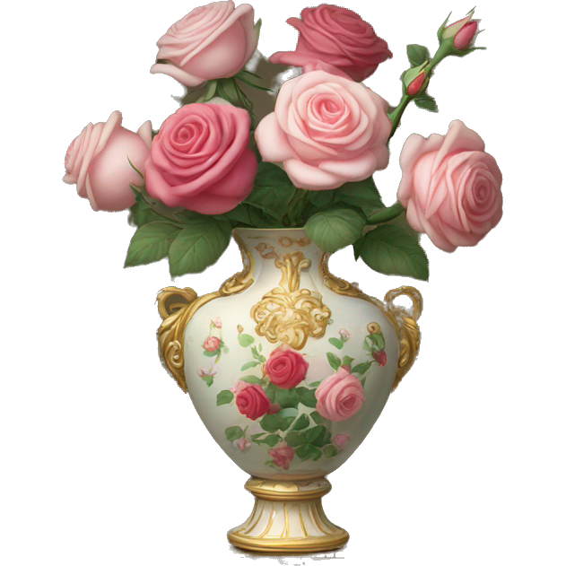 Roses in rococo vase