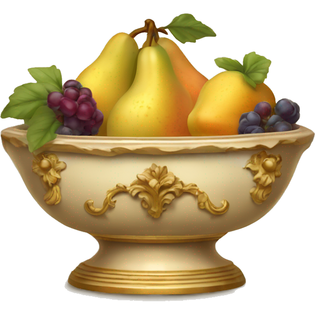 Vintage rococo beige and gold bowl of fruit