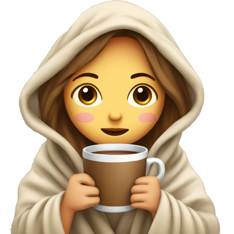 Girl inside a blanket sipping coffee eyes closed