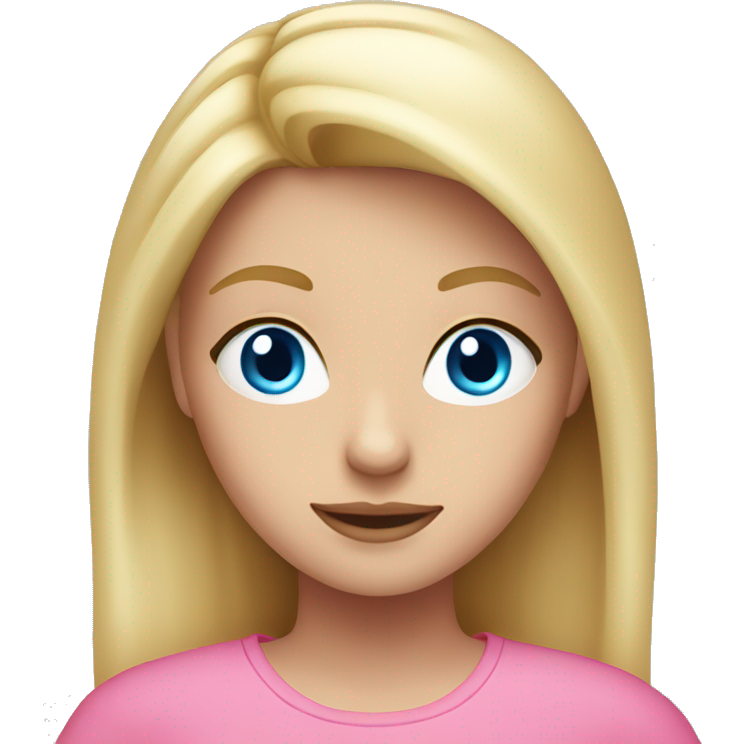Blonde girl with blue eyes in pink clothes