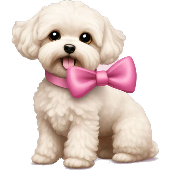 Maltipoo with a pink bow