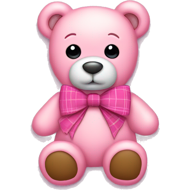 Pink plaid teddy bear with bow