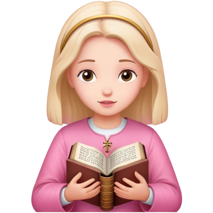 Girl with bible praying to God pink