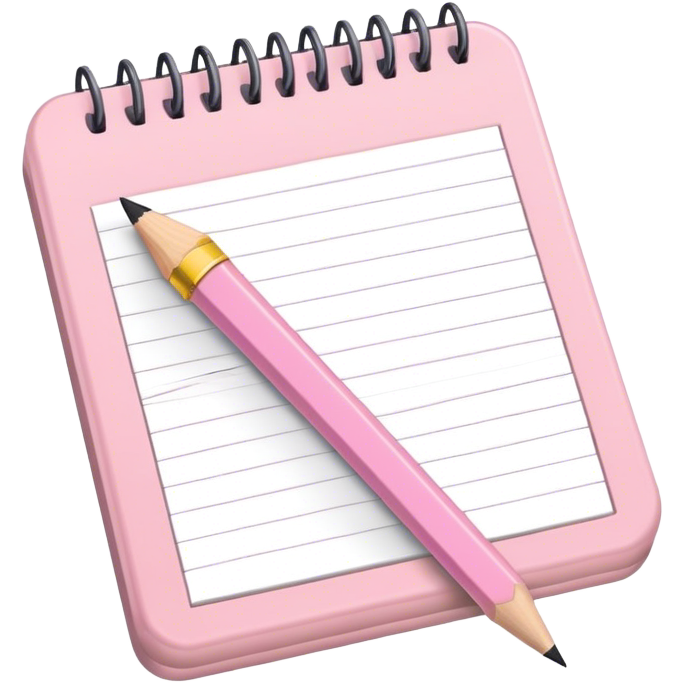 Light pink notepad and pencil