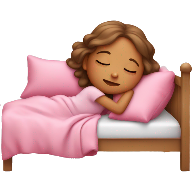 Cute girl sleeping pink bed