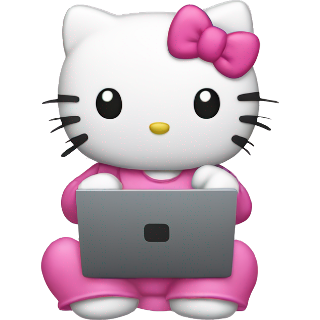Hello kitty with a laptop