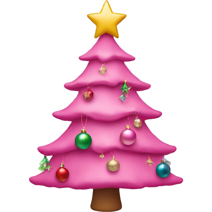 Pink christmas tree with ornaments