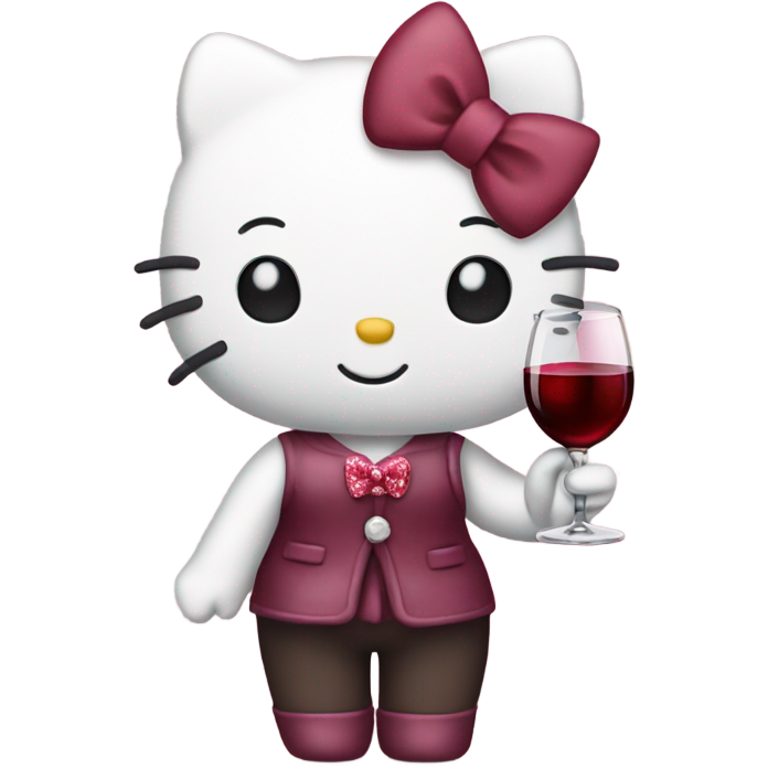 Hello Kitty drinking red wine