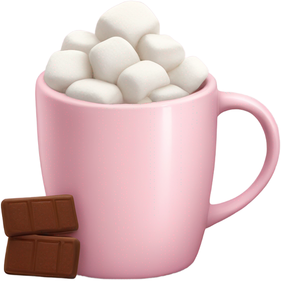 Light Pink mug of hot chocolate with marshmallows