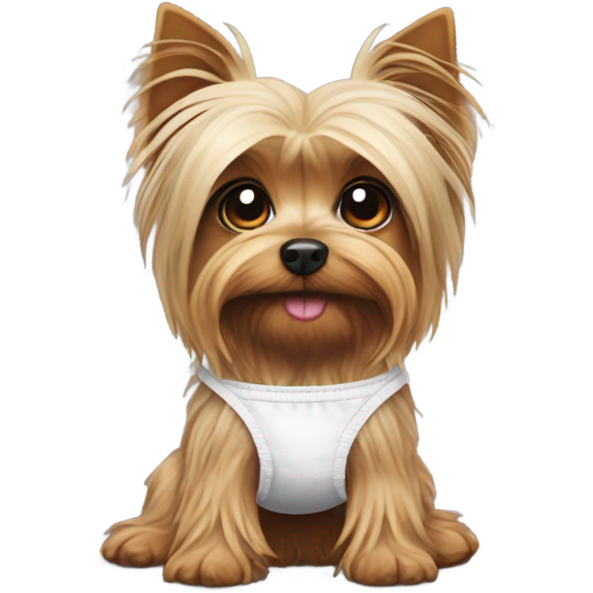 Skinny Yorky with a diaper