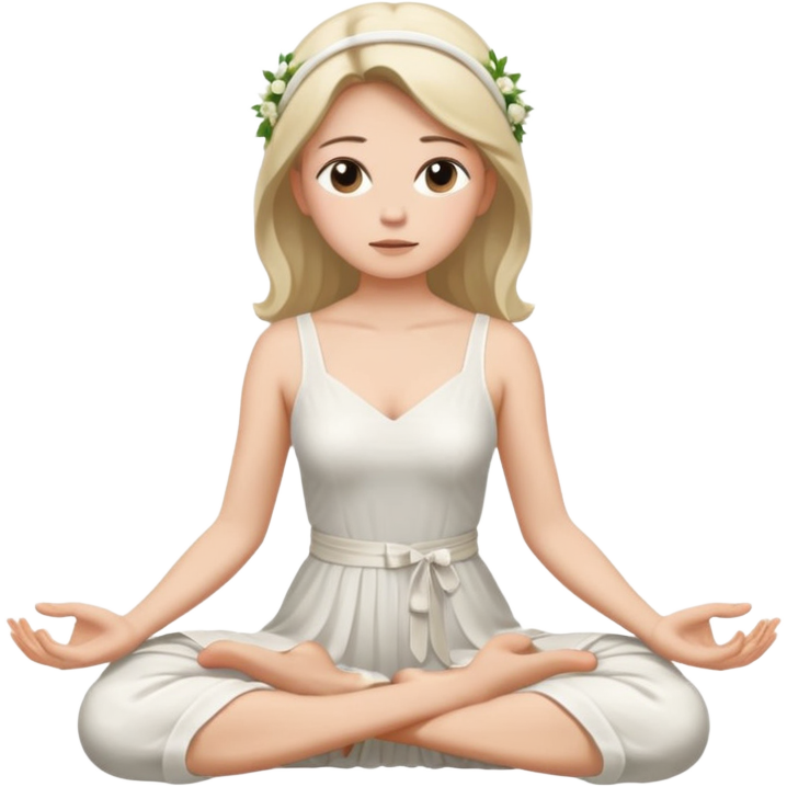 Noiva sentada de pernas cruzadas meditando