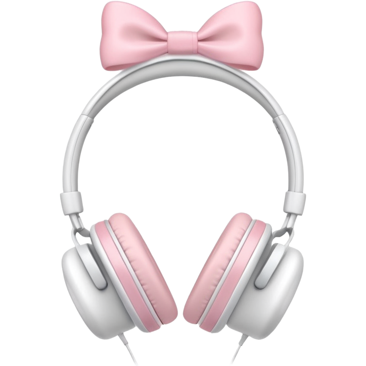 White Headphones With Pastel Pink Bow