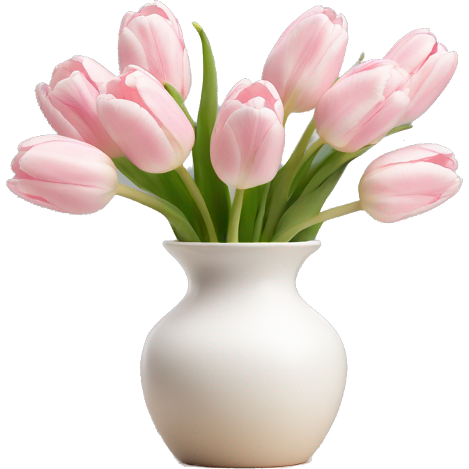 Light pink tulips in white vase