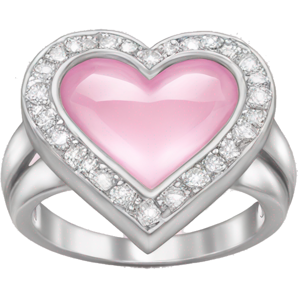 Diamond silver ring light pink heart