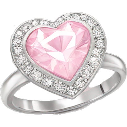 Diamond silver ring light pink heart