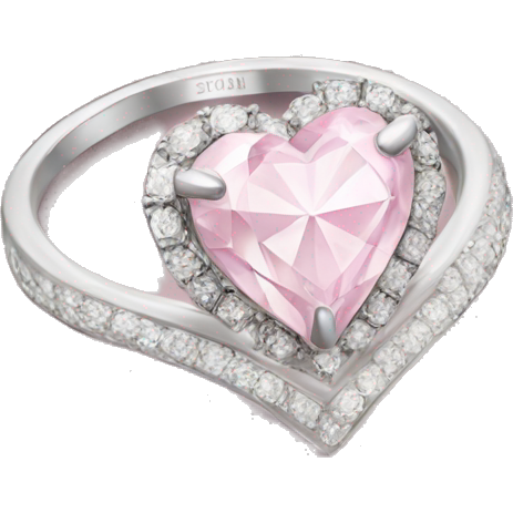 Diamond silver ring light pink heart