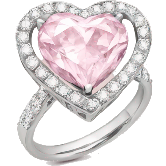 Diamond silver ring light pink heart