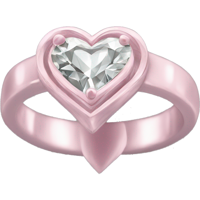 Diamond silver ring light pink heart