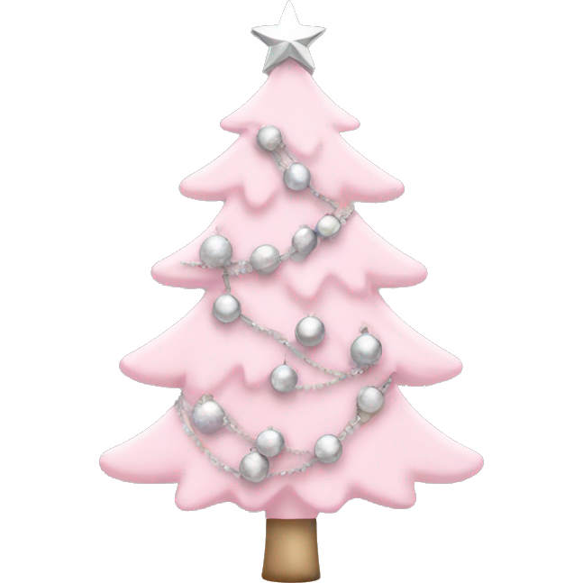 Light pink Christmas tree with silver garland