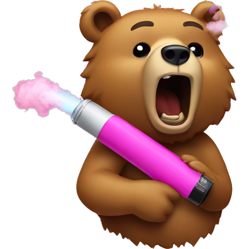 Bear hitting a pink vape