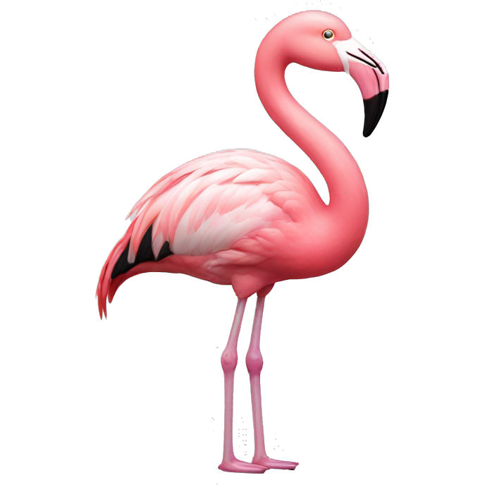 Flamingo with white bow on head facing me
