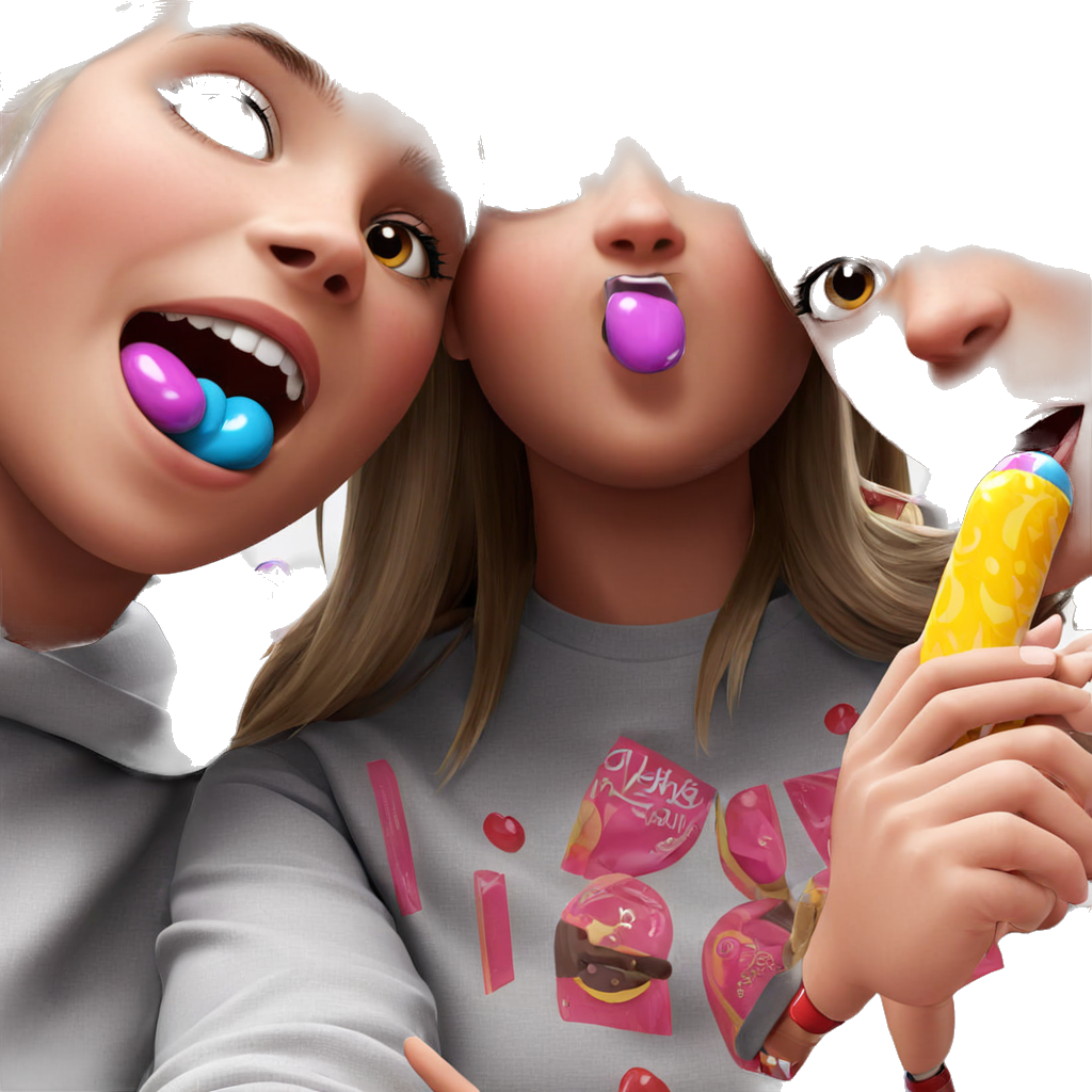 Girls enjoying candy together