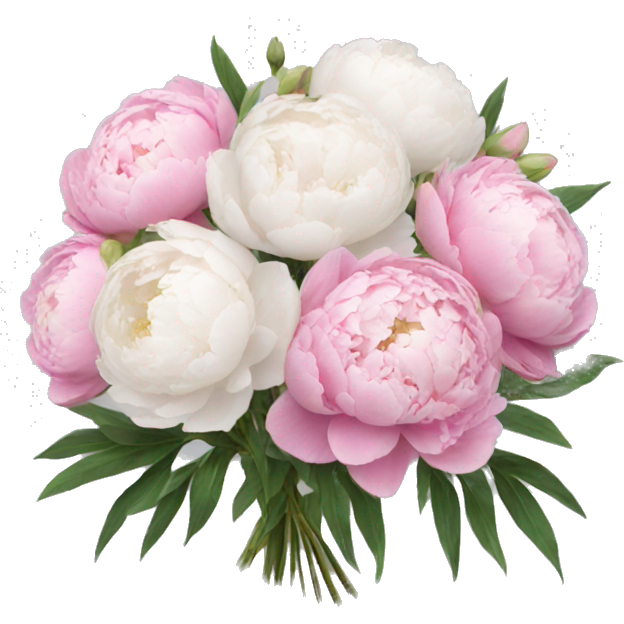 Pink and white peonies bouquet